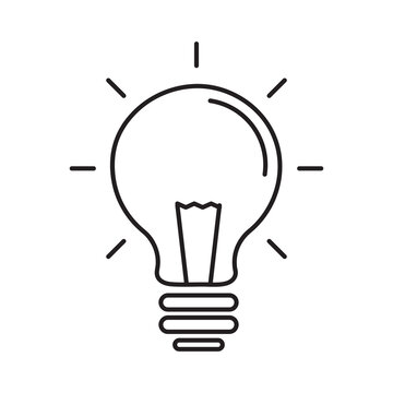 Idea lamp icon. light bulb outline flat illustration on white background..eps