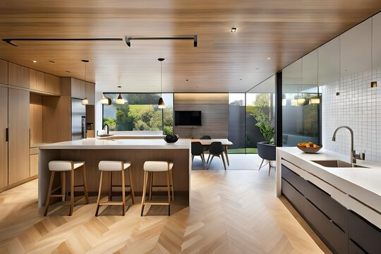 The renovation of a modern home extension in Melbourne includes the addition of a deck, patio, and courtyard area