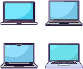 Laptop Flat Illustration Collection. Perfect for different cards, textile, web sites, apps