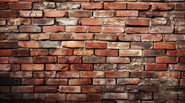 Red Mottled Brick Wall of an Old Factory Seamless Antique Background with Vintage Charm, Capturing the Aging Process and Architectural Beauty Generative AI