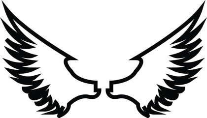 black wings icons. Wings badges. Collection wings badges. Vector