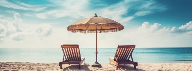 Obraz premium Beautiful tropical beach banner. White sand, travel tourism wide panorama background concept. Amazing beach landscape