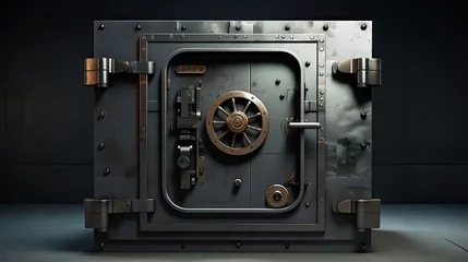 Foto op Canvas A detailed image of a securely locked, classic safe, illustrating the concept of safeguarding valuables and important documents. Generative AI. © Sebastián Hernández