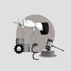 business fraud, criminal agent, hand with handcuffs, businessman with handcuffs, businessman before...