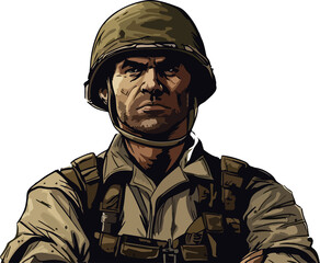 Hand drawn cartoon soldier illustration
