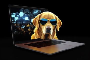 Adorable Golden Retriever Trading Gold Spot on a Laptop, A Dog's Take on Financial Success