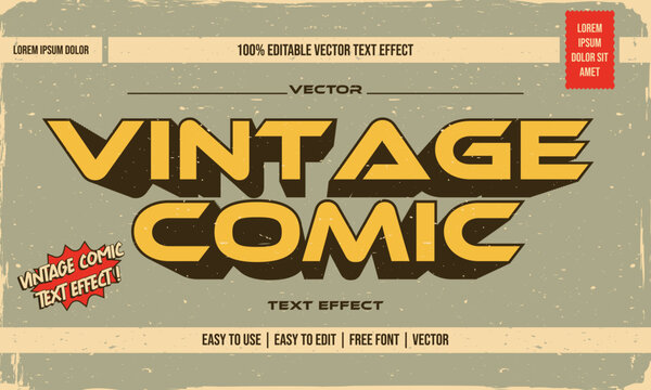 vintage retro dirty worn shabby editable text effect with grunge textured in space comic concept