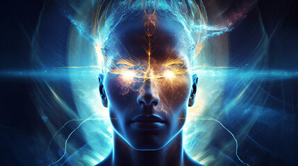 Awakening the Superpower Within: Vibrant Human Form Radiating Cosmic Consciousness  Self-Discovery