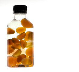 Plastic bottle containers coloured glass stones