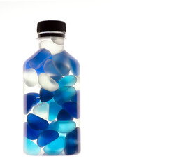 Plastic bottle containers coloured glass stones