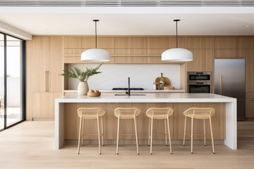 Embracing the Coastal Elegance: A Serene Haven of Hamptons-inspired Design in a Modern Kitchen, Infusing Style and Serenity