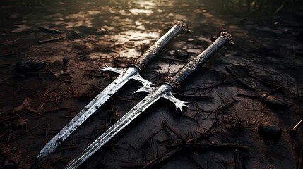 Evocative Illustration Swords Embedded
