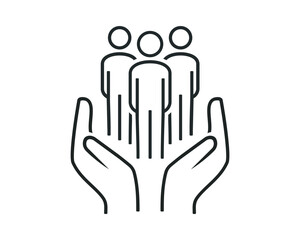 Hands holding people icon. Illustration vector. 