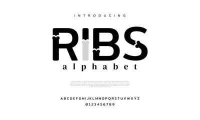 Ribs creative modern urban alphabet font. Digital abstract moslem, futuristic, fashion, sport, minimal technology typography. Simple numeric vector illustration