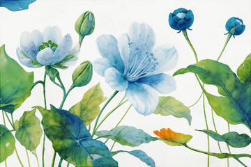 Beautiful colorful watercolor floral illustration