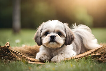 beautiful little dog with long hair