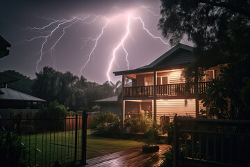 Shot of lightning during a thunderstorm - Powered by Adobe