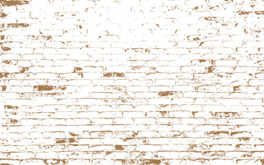 Brown Wall Texture. Old White Shabby Brick Wall Horizontal Background. Brickwall Backdrop. White Brown Stonewall Surface. Vintage Plastered Wall. Retro Grungy Wall. 