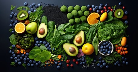 vibrant array of fresh fruits and green vegetables