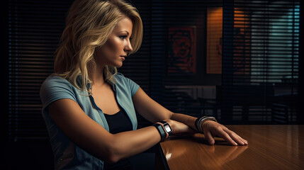 Modern smart watch on the hand of an attractive business woman