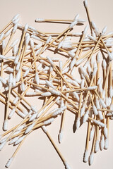 Zero waste ear sticks abstract background.