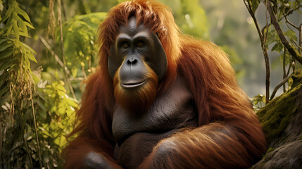 Tapanuli Orangutan in nature - obrazy, fototapety, plakaty