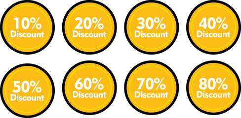 Sale-Icons.-Discount-Yellow--&-Black-Color-Circle--Icon.-10,-20,-30,-40,-50,-60,-70,-80,-90-Percent-Off-Reduction-Symbols.-Eps-High-Quality-Vector