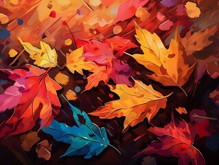 Exciting Autumn: Abstract Autumn Leaves Evoking Energy and Excitement