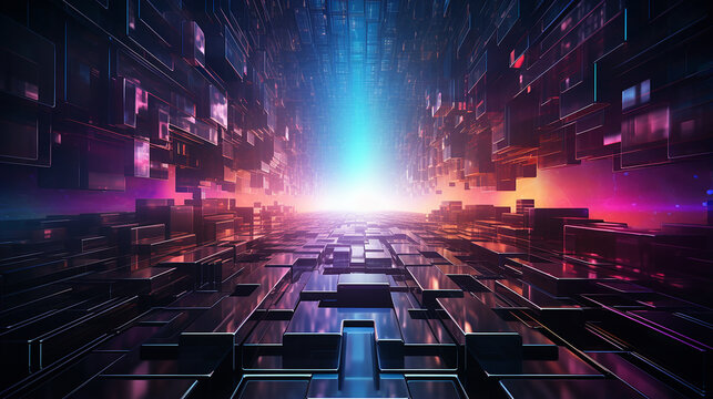 Abstract technology background with futuristic elements and vibrant colors