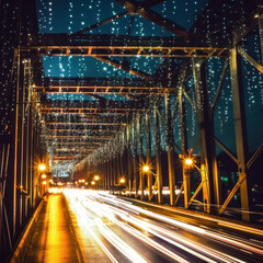 a bridge with cars and lights
