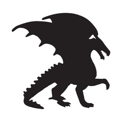 Obraz premium dragon silhouette isolated black on white background