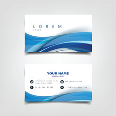 abstract blue wave corporate business card design template