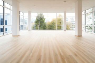 Fototapeta premium Empty interior architecture office loft scenic window city