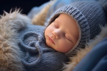 baby sleeping in a blanket