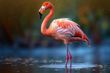 pink flamingo in the water