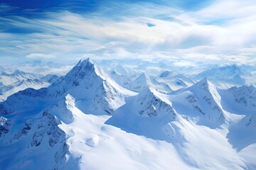 snow covered mountains in winter