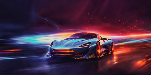Naklejka premium a brand-less generic concept car in futuristic environment