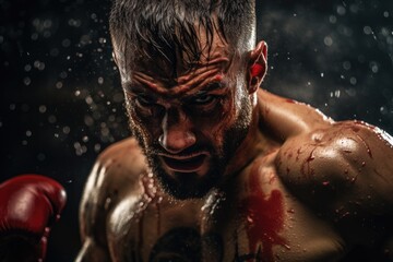 portrait of a boxer in the dark