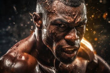 Closeup portrait of a boxer