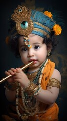 Little boy in Krishna attire