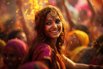 Woman celebrating holi