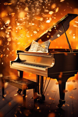 Grand Piano and Music Notes