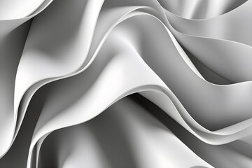 3d Render, Abstract Background With Folded Textile, White Cloth Macro, Fashion Wallpaper Wavy Layers - obrazy, fototapety, plakaty