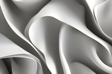 3d Render, Abstract Background With Folded Textile, White Cloth Macro, Fashion Wallpaper Wavy Layers