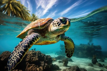 turtle swimming in the sea