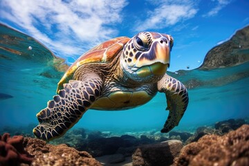 Obraz premium sea turtle swimming