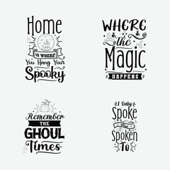 Happy Halloween vector typography set. Set of Halloween celebration collection with retro grunge effect. Halloween Concept for shirt or logo, print, stamp poster, greeting card, party invitation.