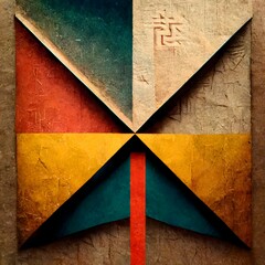 ideograms sigils constructivist 3d realistic ayahuasca mysterious symbols 5 pixel border surrealism  - obrazy, fototapety, plakaty