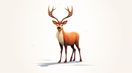Illustration of a red nosed Reindeer in a white background