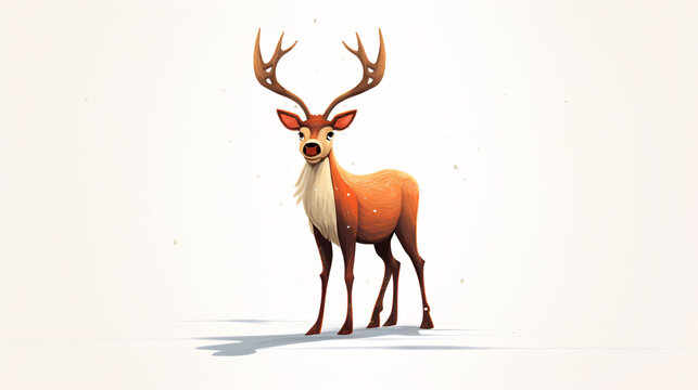 Illustration of a red nosed Reindeer in a white background